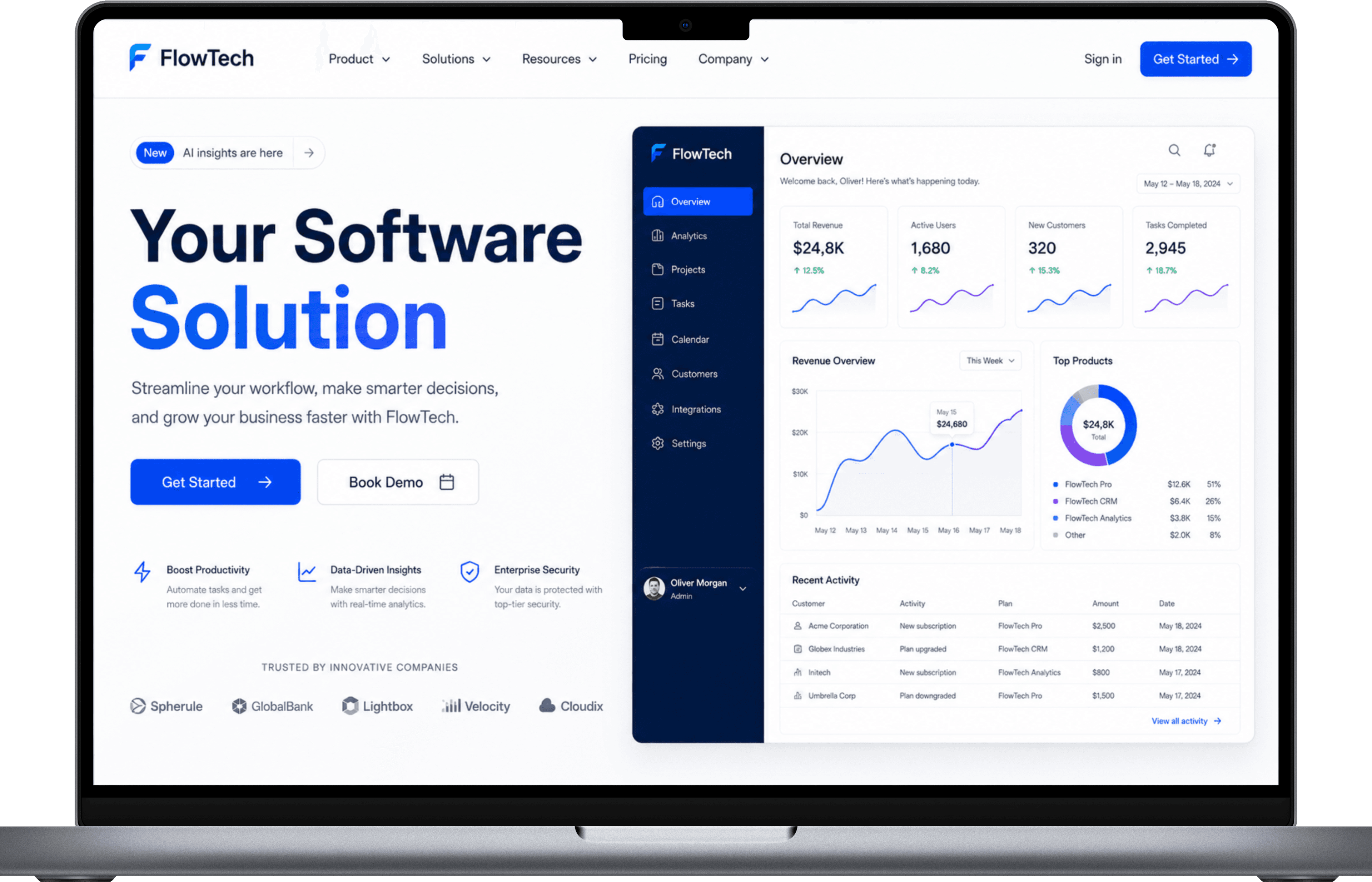 AI-powered software solution on MacBook screen